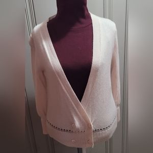 J.Crew 100% Cashmere Double-Breasted Cardigan Size Small Light Pink/Blush